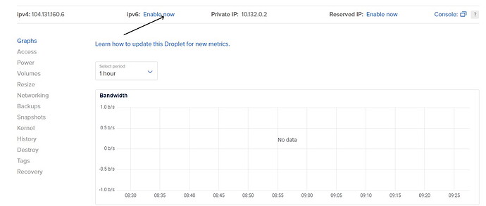 Ativar ipv6 digital ocean